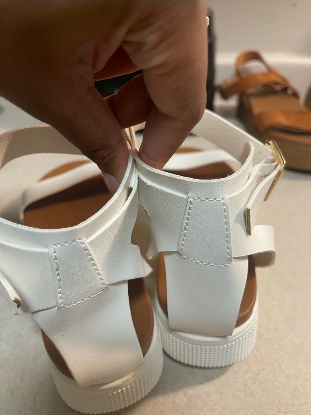 Target White and Brown Wedge Sandals